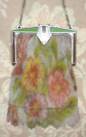 Gorgeous Whiting and Davis Floral Purse with Enameled and Jeweled Frame