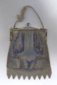 Blue Dresden Mesh Purse with Jeweled Frame