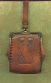 Arts and Crafts Period Tooled Leather Purse with Art Nouveau Iris Design