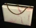 Pink and White Lucite Vanity Purse with Fitted Interior