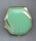 Gold and Jade Saddle Bag Shape Enameled Compact by Elgin American