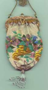 Victorian Micro-Beaded Purse with Ornate Lion's Head Frame - French