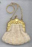 Child's White Beaded Purse with Gold Wash Frame