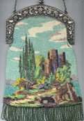 Fabulous Stylized Castle Scenic Purse with Figural Silver Frame