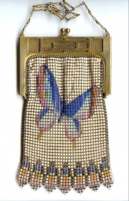 Rare Whiting and Davis Figural Butterfly Mesh Purse with Unusual Inlaid Mesh Frame