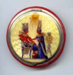 To-Die-For Sterling Silver Figural Egyptian Pharoah and Queen Enamel Guilloche Compact