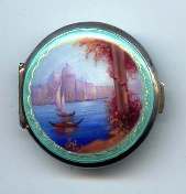 RARE Scenic Sterling Silver Compact by Birk