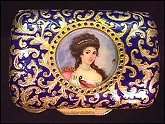 Italian Sterling Vermeil Figural Compact Featuring Hand-Painted Portrait on Ivory of Empress Josephine