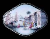 Rare Harbor Scene "Merchants of Venice" Sterling Silver Compact Made in Germany
