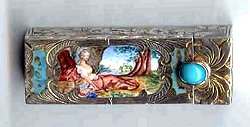 Italian Sterling Silver Figural Lipstick Case featuring Goddess Artemis (Diana) of the Hunt ~ Jeweled Clasp ~