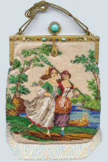 Butterfly Catchers Figural Beaded Purse with Jeweled Frame