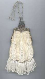 Victorian White Beaded Swag Purse