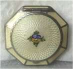 R and G Ivory Enamel Guilloche Compact