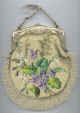 Beaded Purse with Violets and Silver Frame