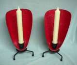 50's Red Fiberglass Candle Lamps