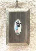 R and G. Co. Belais 14Kt White Gold Vanity Case with Perfume and Enameled Dancing Couple