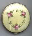 Ivory Enamel Guilloche Compact with Roses