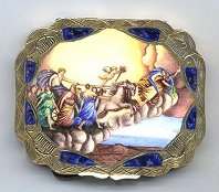 Italy Sterling Vermeil Figural Compact Chariot and Cherubs