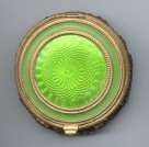 Green Enamel Guilloche Compact with Mesh Base