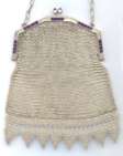 Fantastic Sterling Silver Mesh Purse by Coro with Genuine Amethyst Jeweled Frame