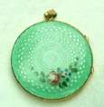 Sweet Evans Locket/Compact/Pendant with Enamel Guilloche Rose