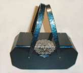 Fabulous RARE BLUE Marble Wilardy Lucite Purse  	  with Filigreed Clasp and  	  Mirrored Interior