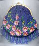 Beautiful Royal Blue Large Puffy Purse with Pink Flower Bottom
