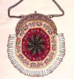 1800's Piecrust Beaded Purse with Winged Mythical Figure Frame