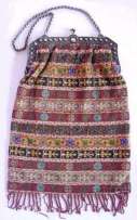 Lovely Carpet Design Micro-Beaded Purse with German Silver Frame