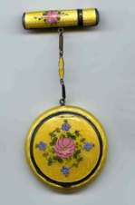 Gorgeous Yellow Enamel Guilloche Tango with Roses - Sterling?