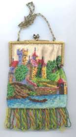 Venetian Beaded Canal Scene with Castle and Boat