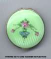 Double Enamel Guilloche Compact with Tiny Hand-Painted Roses and Forget-me-Nots