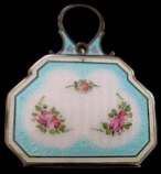 Gorgeous Full-Enamel-Guilloche-Fronted Vanity Purse with Rigid Handle