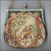 Scenic Petitpoint Purse with Jeweled and Enameled Frame