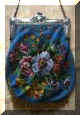 Floral Beaded Purse with Sterling Heart Frame