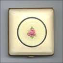 Clarice Jane Enameled Compact with Guilloche Rose in Center