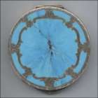 Sterling Vermeil Faux Turquoise Enameled Compact