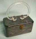 Grey Lucite Purse with Crystal Ball Handle