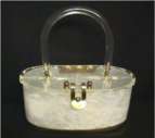 Llewellyn White Marble Lucite Purse with Little Plastic Mirror