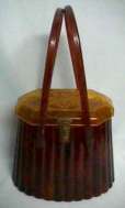 Elsa Rootbeer Lucite Purse with Carved Lid