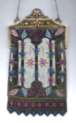 Mandalian "Stained Glass Window" Design Mesh Purse with Jeweled and Enameled Frame