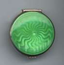 Birks Sterling Silver Lime Green Enamel Guilloche Compact