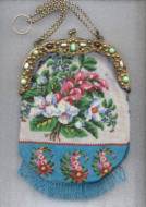 1800's Beaded Purse with Ornate Jeweled Frame