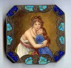 Italy Sterling Vermeil Mother and Child Self-Portrait Compact