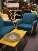 Davenport and Arm Chair:  M332 and M330, circa 1948-50