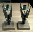 Bronze Space Age Candlesticks